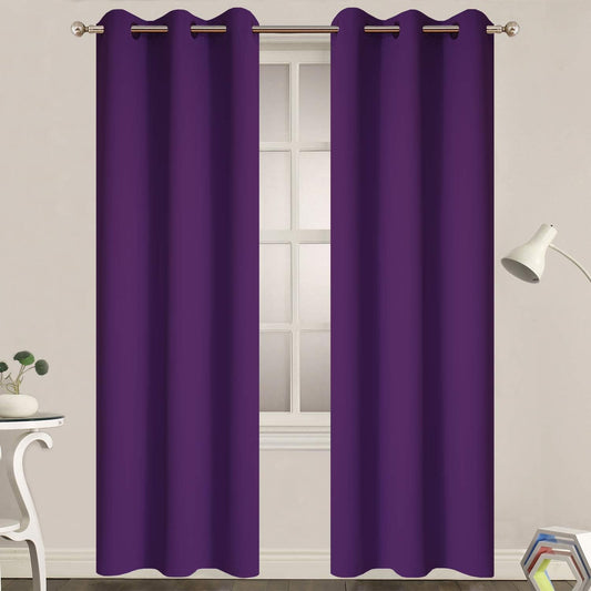 Yakamok Blackout Curtains 38X84 Inch Purple Thermal Drapes-Bedroom