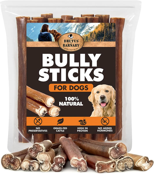 BRUTUS & BARNABY Bully Sticks for Small, Medium & Large Dogs, 6 Inch, 12 Ct