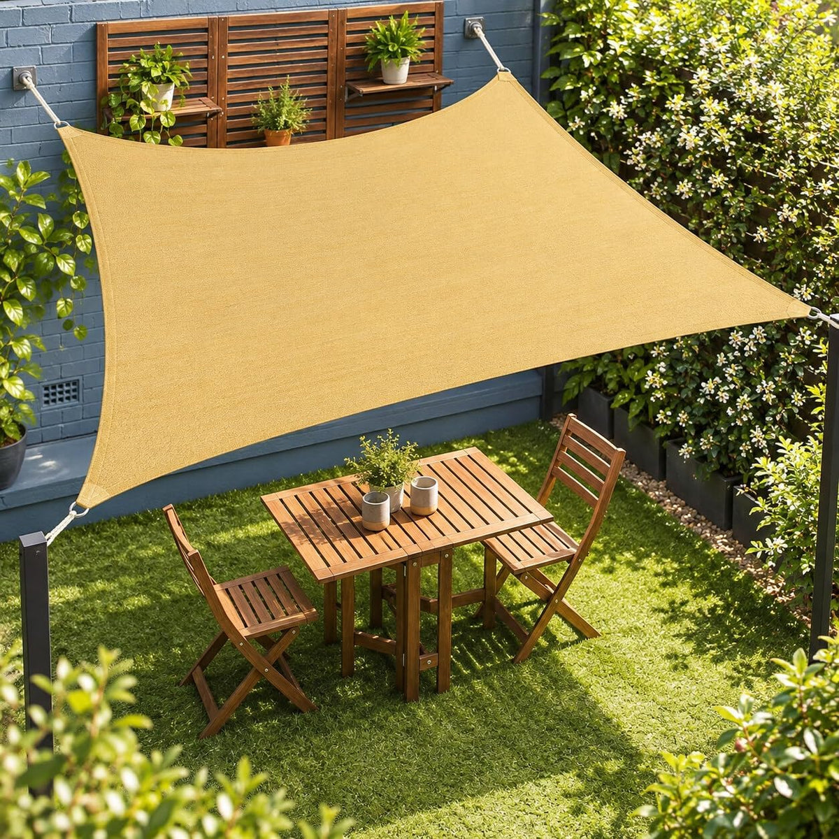 Sun Shade Sail, 8' X 10' Rectangle, 95% UV Block, Sand