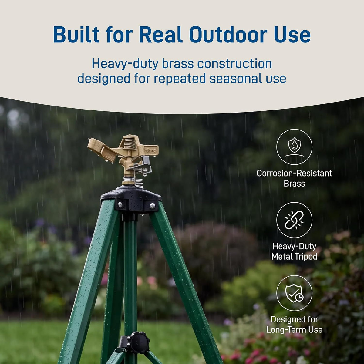 Orbit Tripod Brass Impact Sprinkler, Adjustable Height - 58308