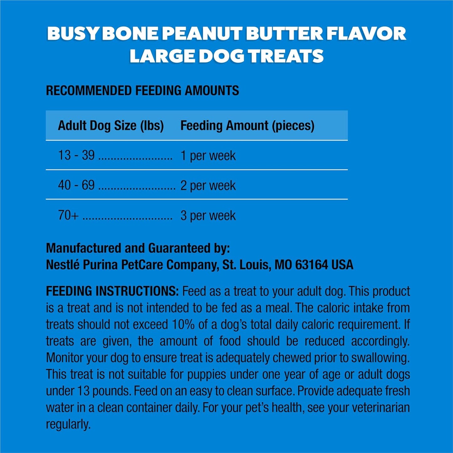 Purina Busy Bone Adult Dog Chew Bone Treats, Peanut Butter - 10 Ct. Pouch