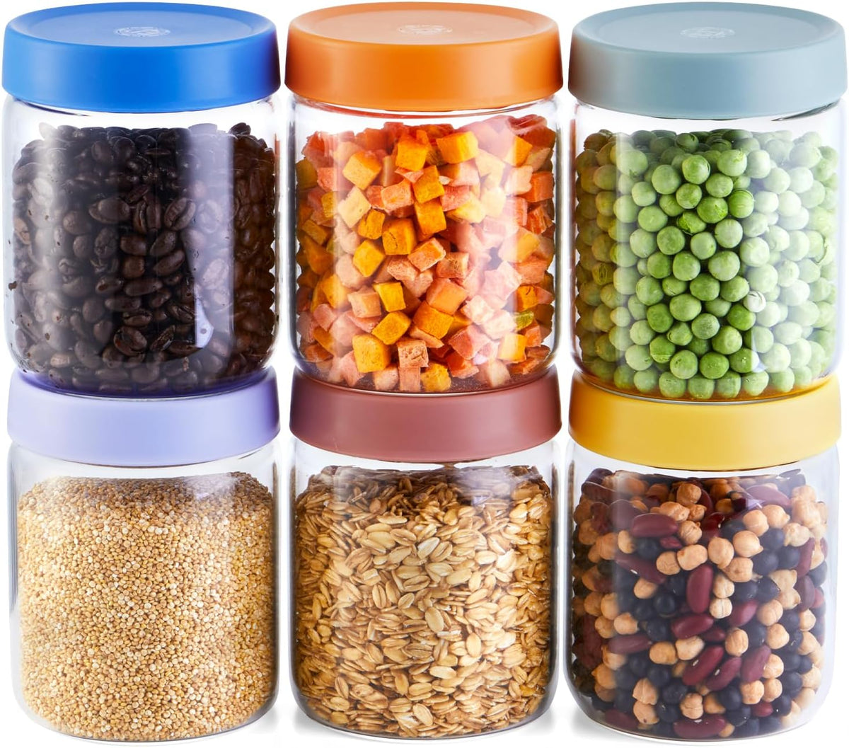 6 Pack 16Oz Glass Meal Prep Jars, Airtight Lids, Wide Mouth