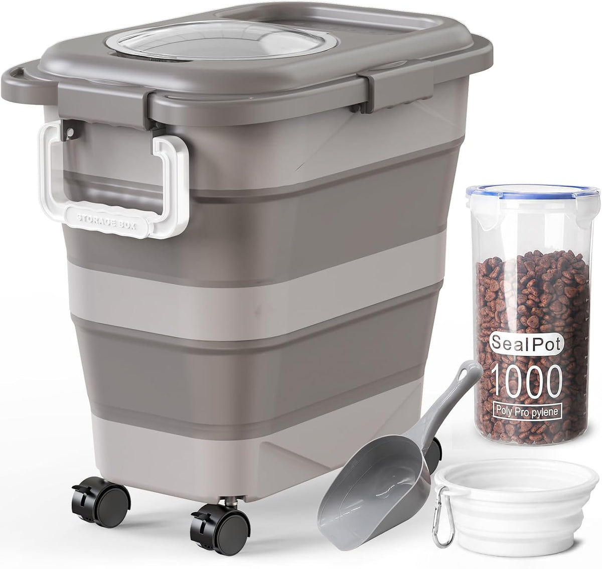 Collapsible Dog Food Container for 10-25 Lbs, Airtight Storage Bin