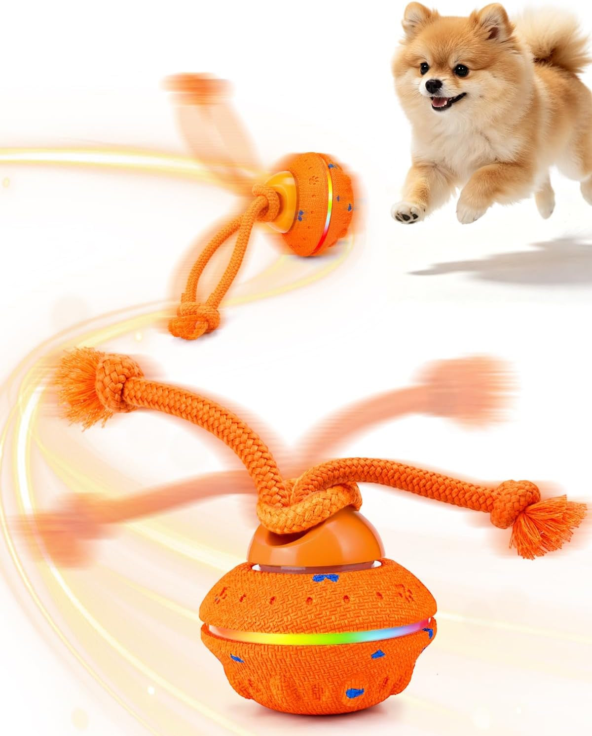 Osou Interactive Dog Ball, Automatic Moving Toy with 3 Interactive Modes Irregular Rotating, Motion-Activated, Auto Off, 8 LED Lights & Bird Chirps, Rechargeable, Durable ETPU for All Breed Dogs