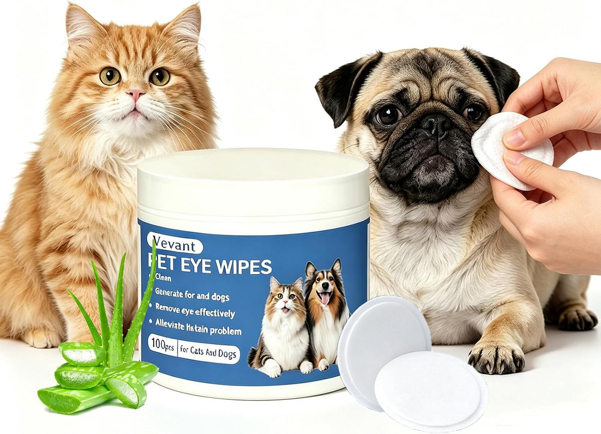Pet Eye Wipes for Flat-Faced Dog & Cat – Tear Stain Remover, 100Ct