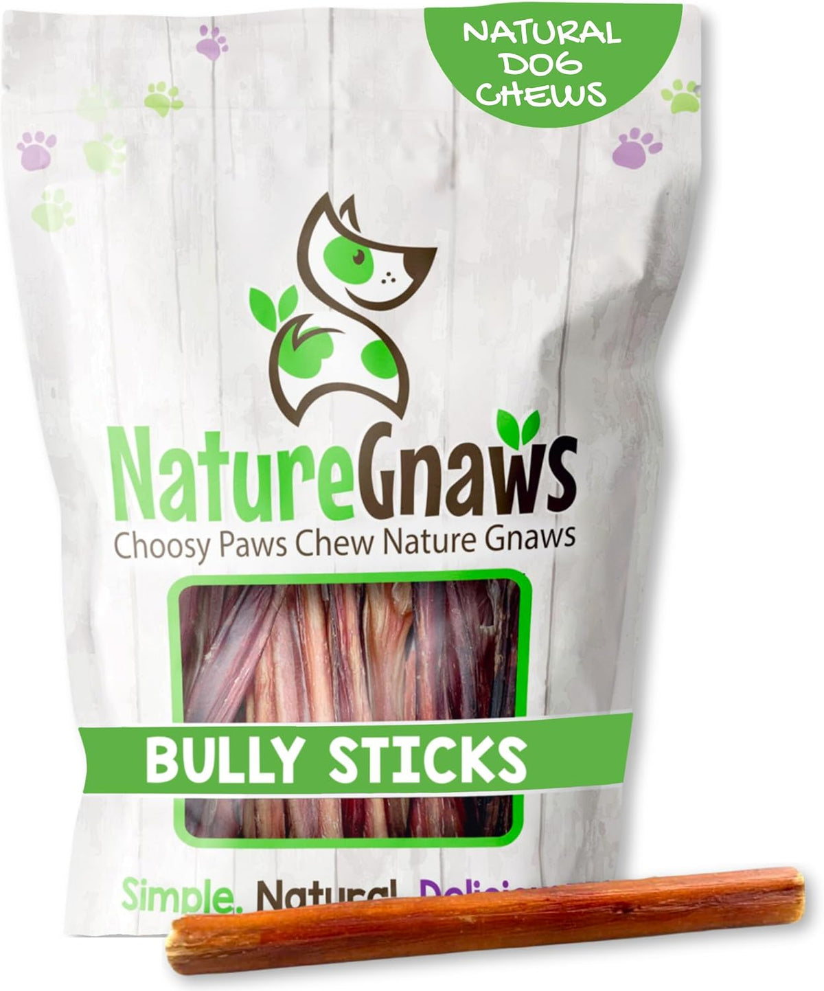 Nature Gnaws Thin Bully Sticks 5-6" Rawhide Free Dog Chews, 1 Lb