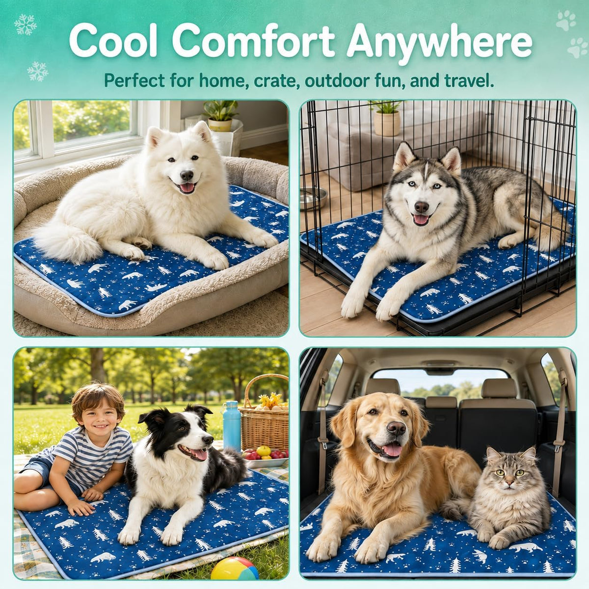 Dog Cooling Mat Gel for Indoor & Outdoor, Waterproof Non-Toxic Cooling Pad