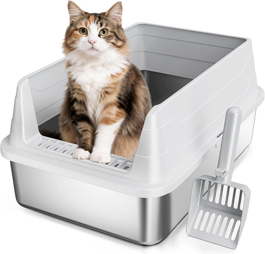 Stainless Steel Cat Litter Box, M High Sides Litter Box