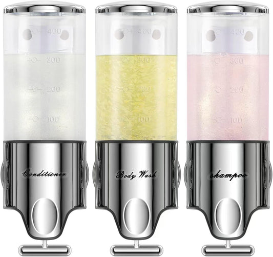 EXIN DECHEN Shampoo and Conditioner Dispenser(Triple X 16.9 Oz,Clear)