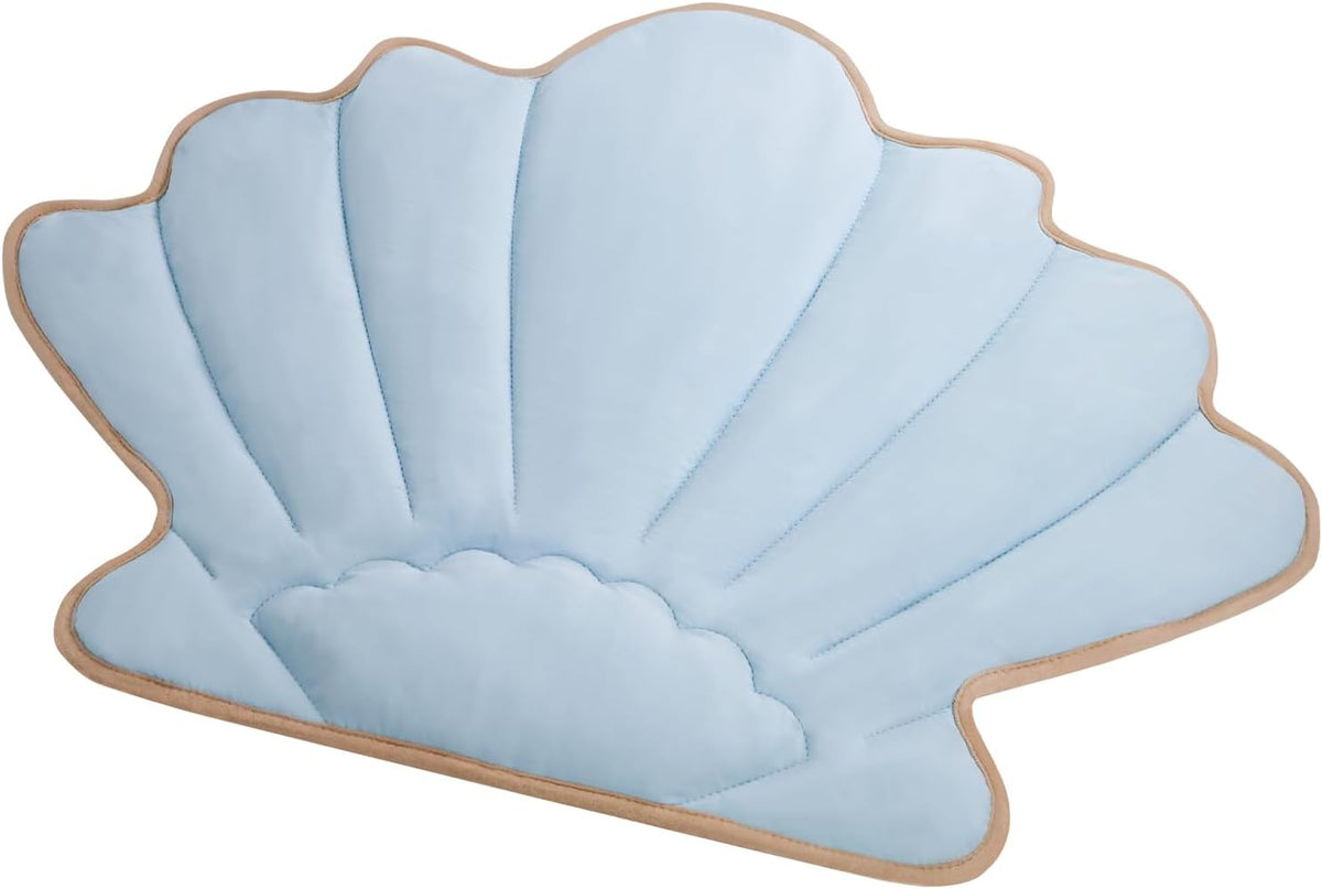 27" X 20" Sea Shell Cat Cooling Mat, Ocean Pet Cooling Mat Blanket for Indoor Cats, Coastal Washable Pet Pad for Couches Bed, Floor, Sofa 1 Pack (Blue & Beige)