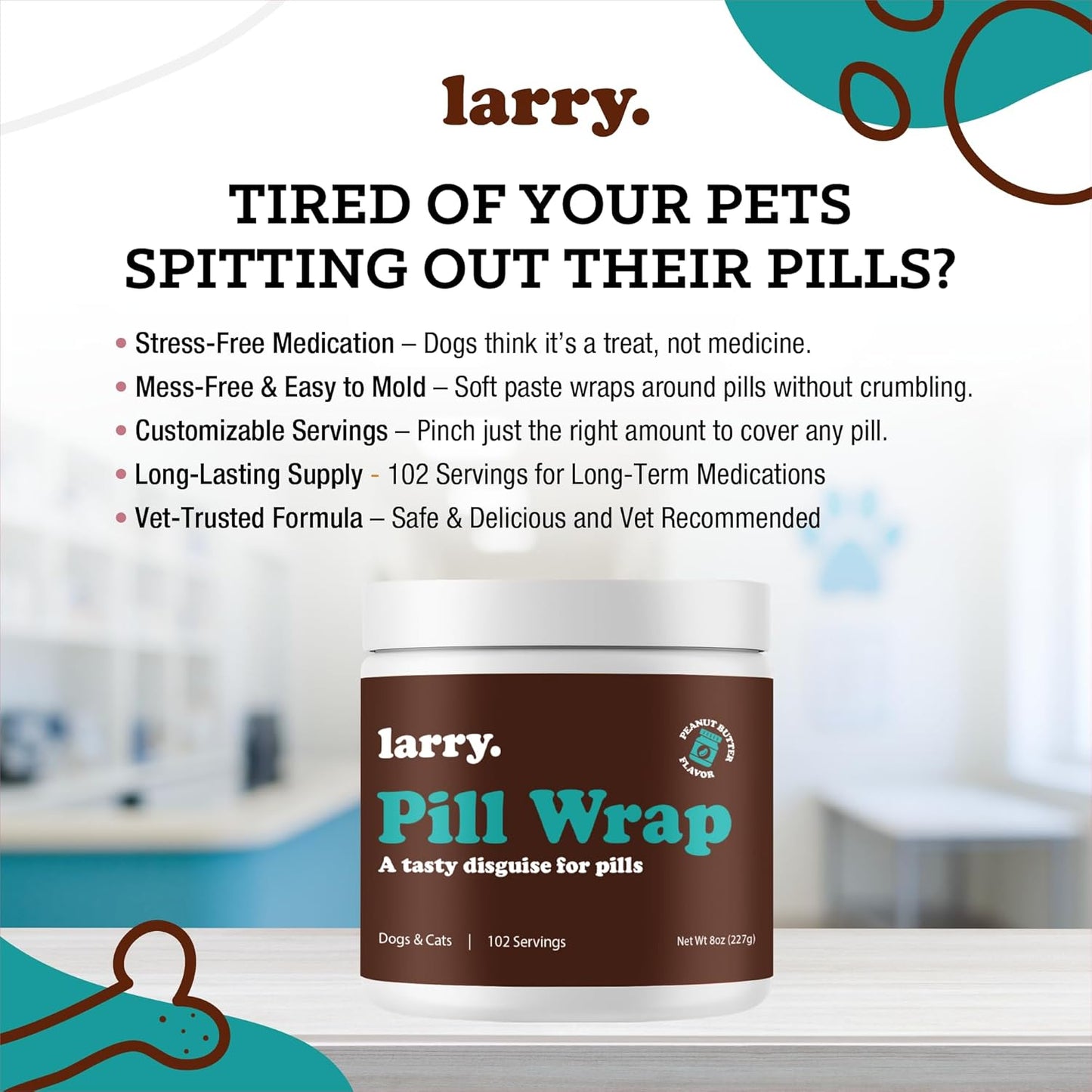 Peanut Butter Pill Wrap for Dogs - Pet Pill Paste - Hide Dog Medication Pockets - Dog Treats for Medicine Hide Pill - 102 Servings - 8 Oz - Made in USA