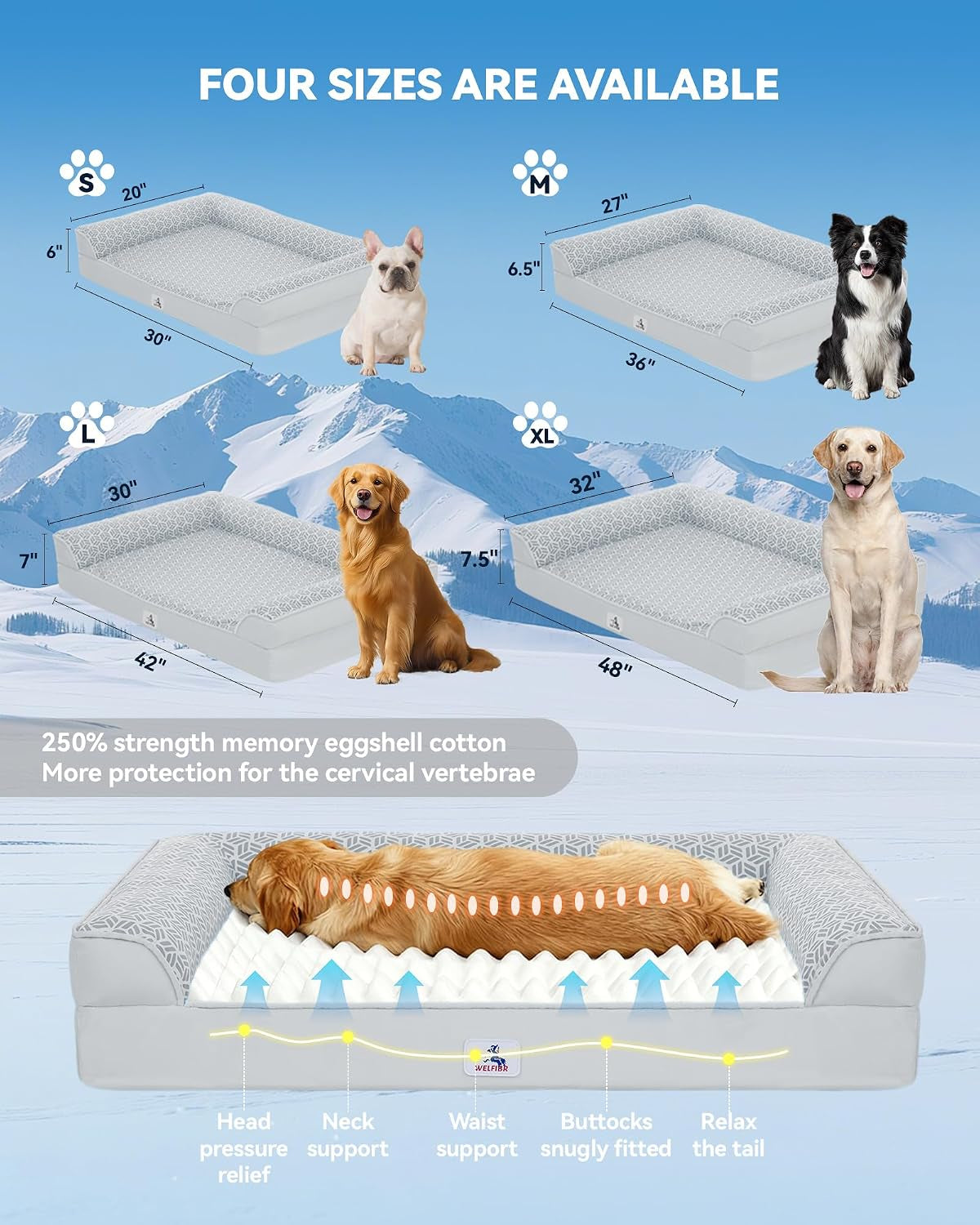 Cooling Dog Bed with PCM, Instant Chill Pet Sofa for Large, Indoor Outdoor