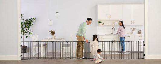 Regalo Safety 192" Super Wide Baby Gate & Play Yard, 2-In-1 Convertible Extra Wide Safety Barrier, Hardware Mounted for Toddlers & Pets, Tested & Safe for 30 Years, American Designed & Owned, Black