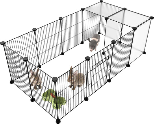HOMIDEC Pet Playpen,Small Animals Cage DIY Wire Portable Yard Fence with Door for Indoor/Outdoor Use,Puppies,Kitties,Bunny,Turtle 48" X 24" X 16"