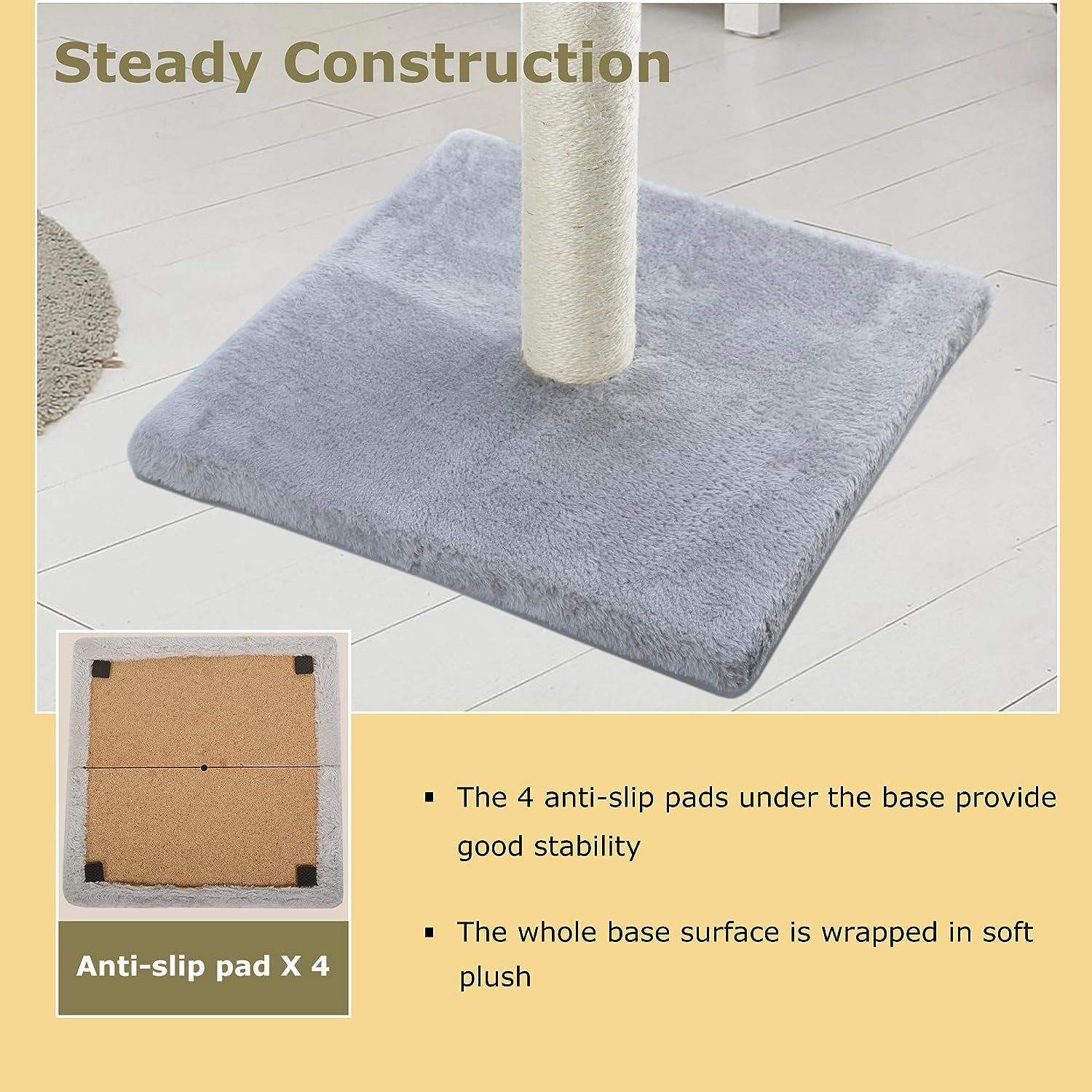 Dimaka 29" Height Tall Cat Scratching Post, Claw Scratcher with Sisal Rope and Covered with Soft Smooth Plush, Vertical Scratch [Full Strectch] for Standard Size Cats(Grey, 29 Inches for All Cats)