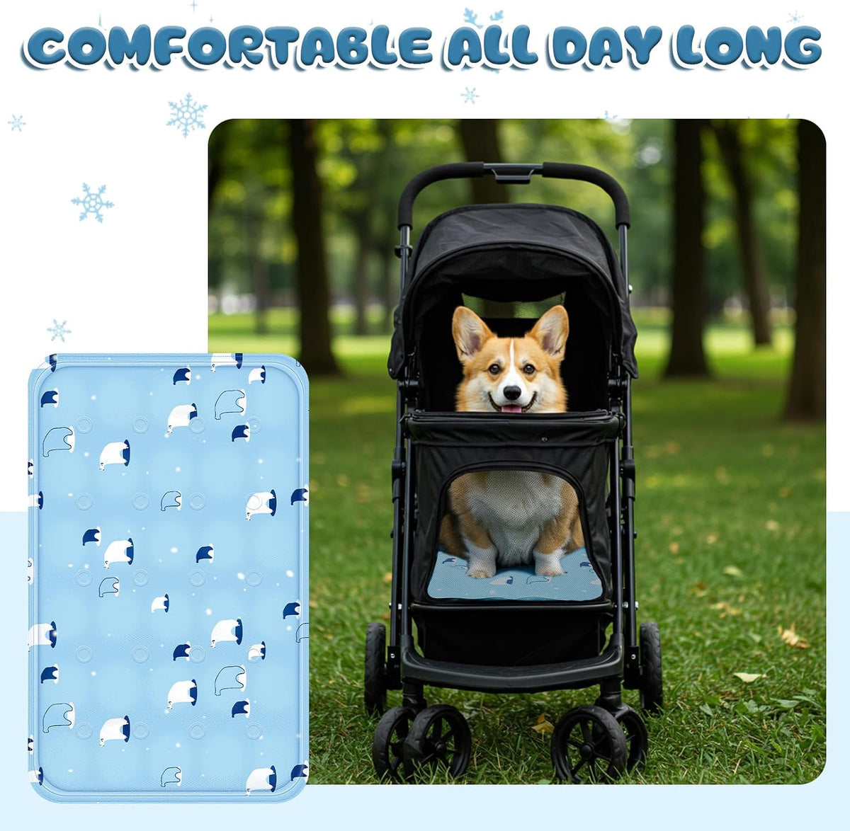 Nuanchu Pet Cooling Mat, Sky Blue Bear, 11.81 X 19.69 Inches, 1 Pcs