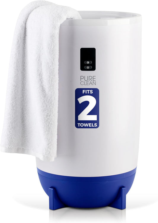 PURE CLEAN Towel Warmer Bucket, Portable Blanket Heater for Bathroom and Spa, Customizable Fragrance, Auto Shut-Off, Fits 2 Large Towels, Blankets and Bathrobes, LED Display, Adjustable Timer, Blue