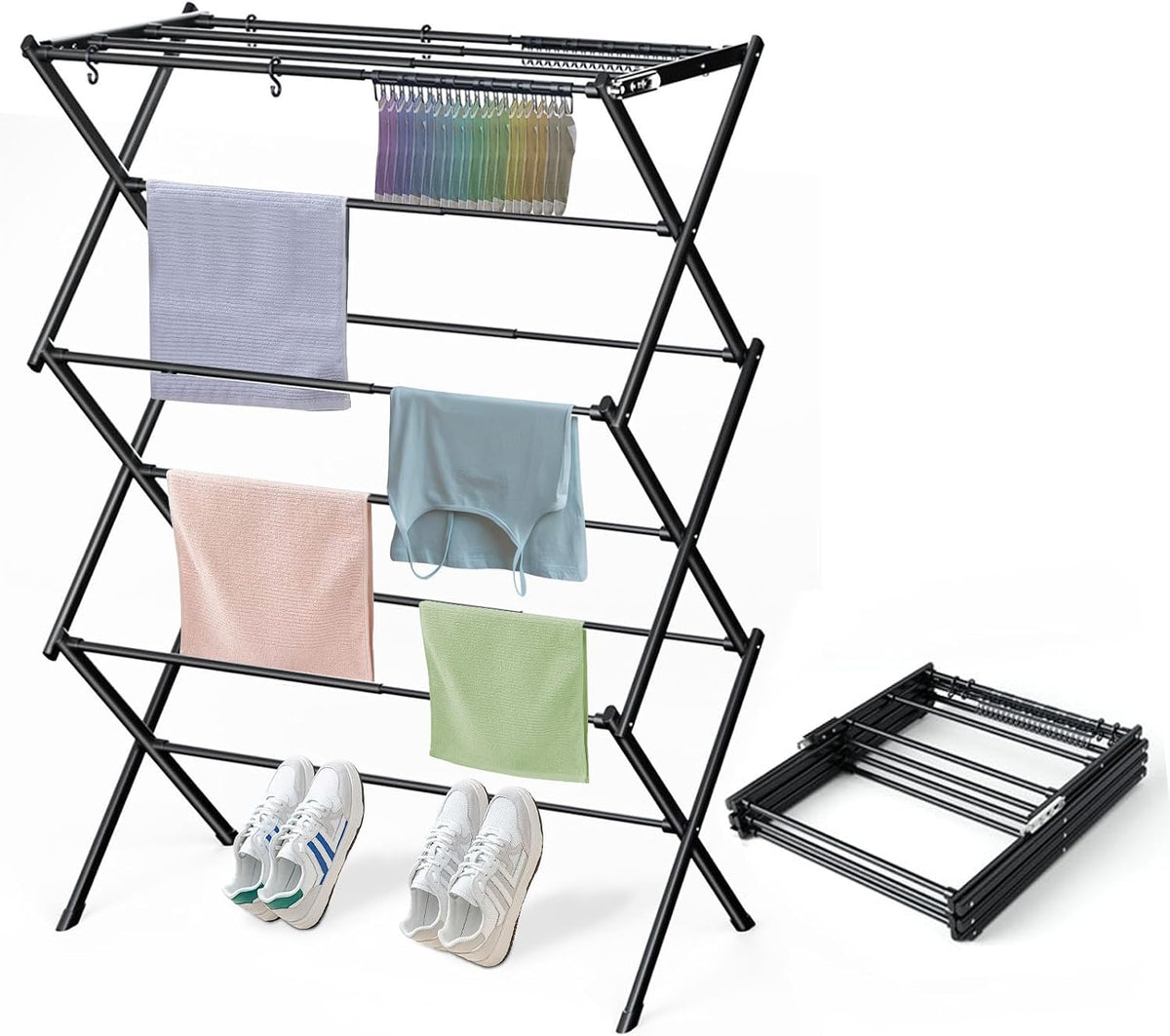 Clothes Drying Rack Foldable Drying Rack Clothing Black-1Pack