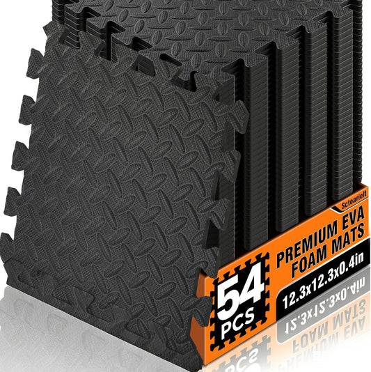 54 Pack Gym Exercise Puzzle Mat, EVA Interlocking Foam Floor Tiles