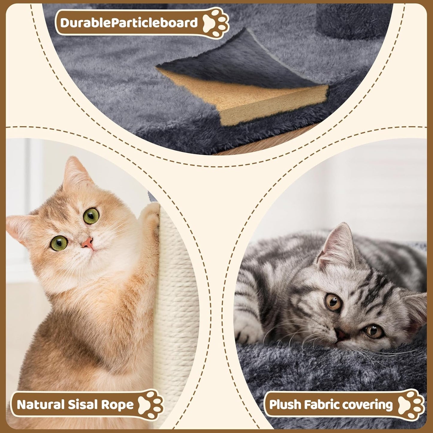 Yaheetech 23.5In Cat Tree – Sturdy & Stable, Space-Saving 3-Level Cat Tower with Plush Perch, Condo, Sisal Scratching Posts & Dangling Ball, Perfect for Apartments, Dark Gray