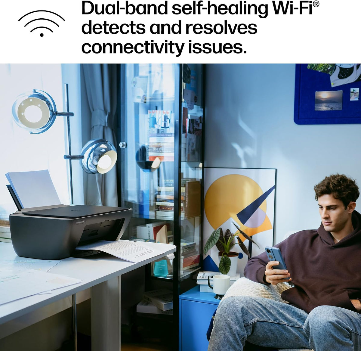 HP Deskjet 2955 Wireless All-In-One Color Inkjet Printer, Scanner, Copier, Best-For-Home, 3 Month Trial of Instant Ink Included, Ai-Capable (A24HJA)