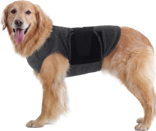 Dog Anxiety Vest, Soft Stretch Calming Pressure Wrap, Dark Gray, L