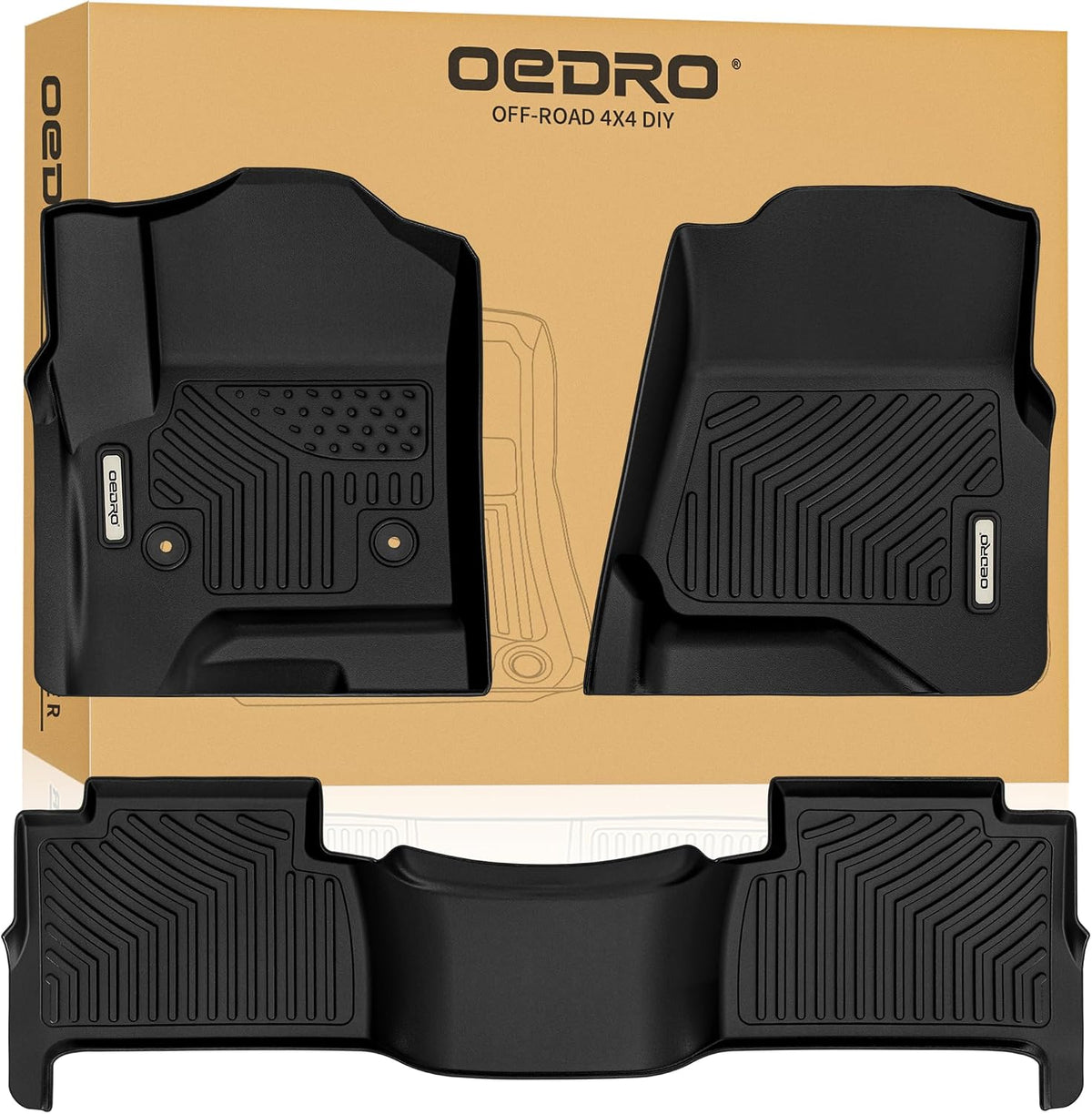 OEDRO Floor Mats Fits for 2015-2020 Chevy Tahoe/Gmc Yukon, Custom Fit TPE Anti-Slip Floor Liners - All Weather Front Rear Floor Mats Yukon Tahoe Accessories