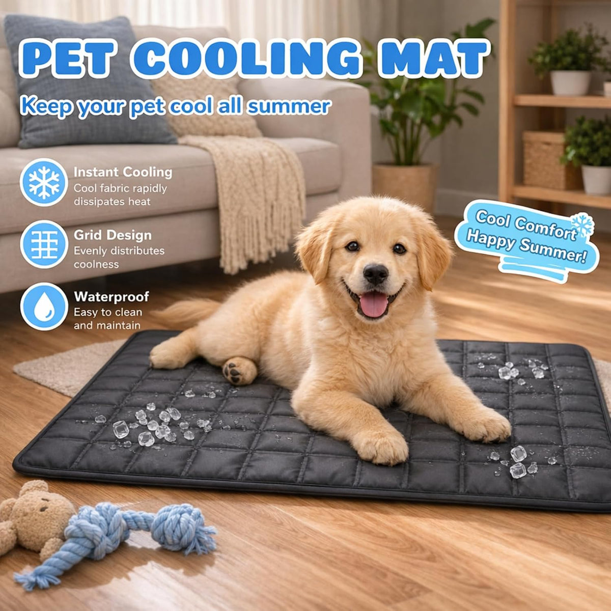 WORLD-BIO Cooling Mat for Dogs, Cooling Gel Pad for Dogs & Cats, Non-Toxic, Ice Cell Mat for Home/Car/Travel, 17 X 24.5 Inches