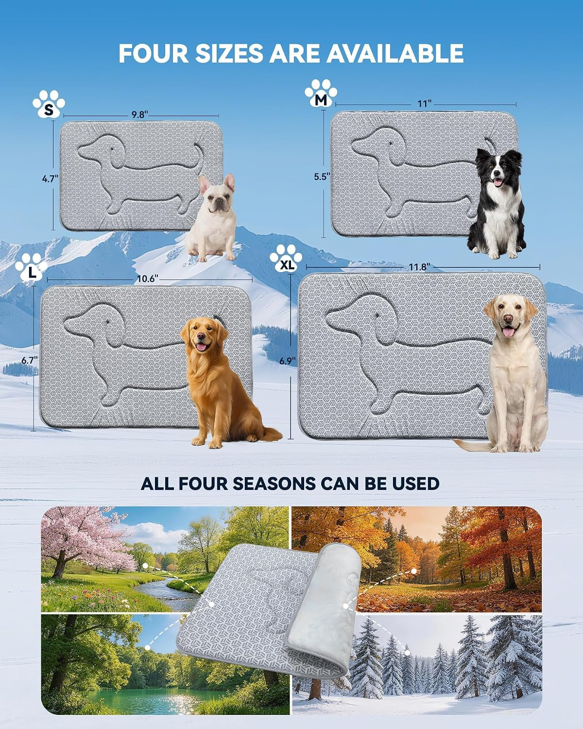 Cooling Mat for Dogs, Short Plush Crate Large Pet Pad Bed Indoor Outdoor XL