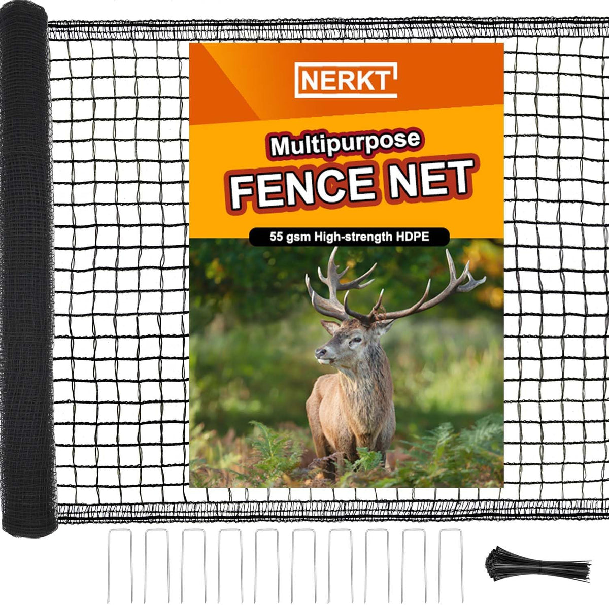 Plastic Mesh Fence 55Gsm Thicker Temporary Deer Fencing, 4X75Ft