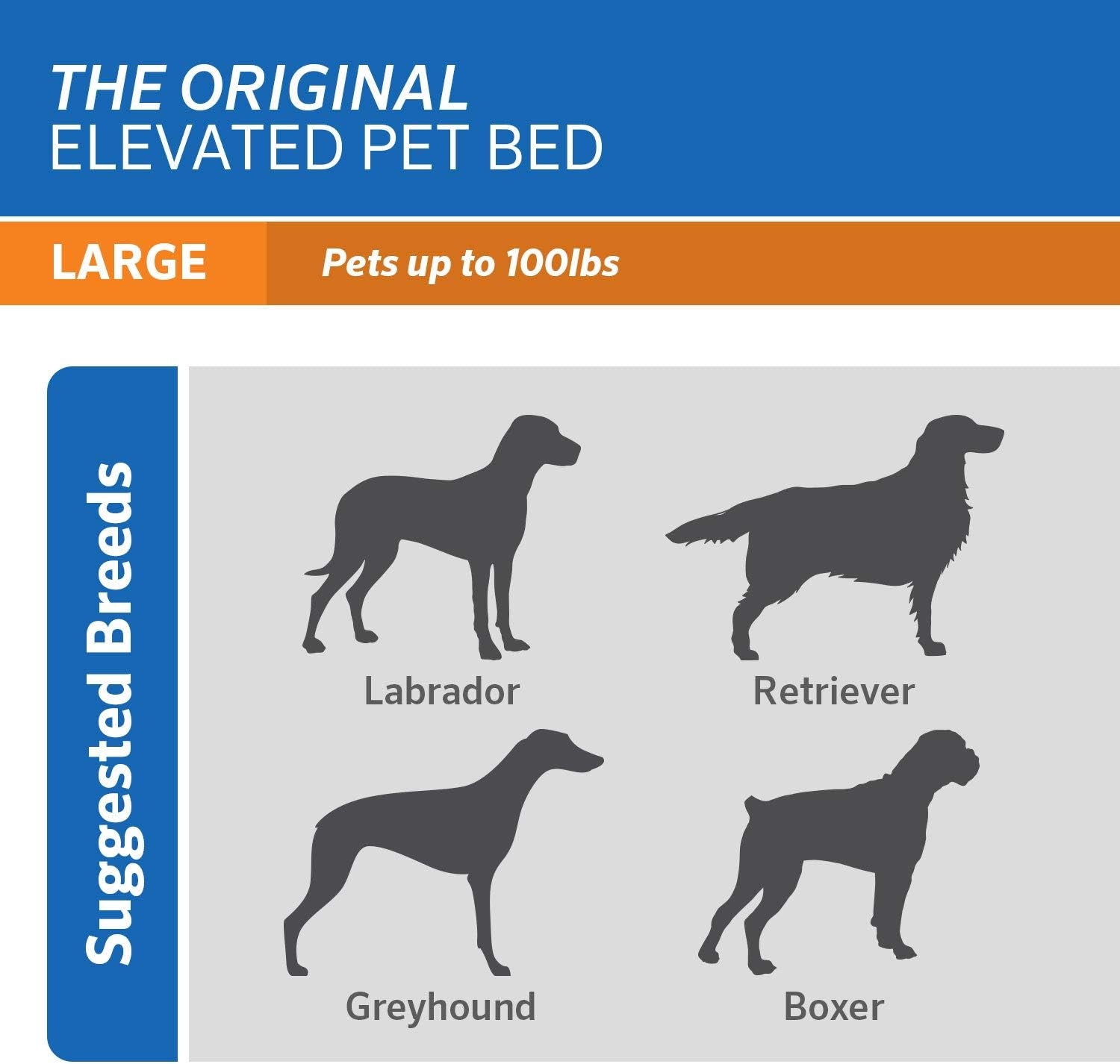 Original Pet Bed Replacement Cover - Grey - Large (43.5" X 31.5")