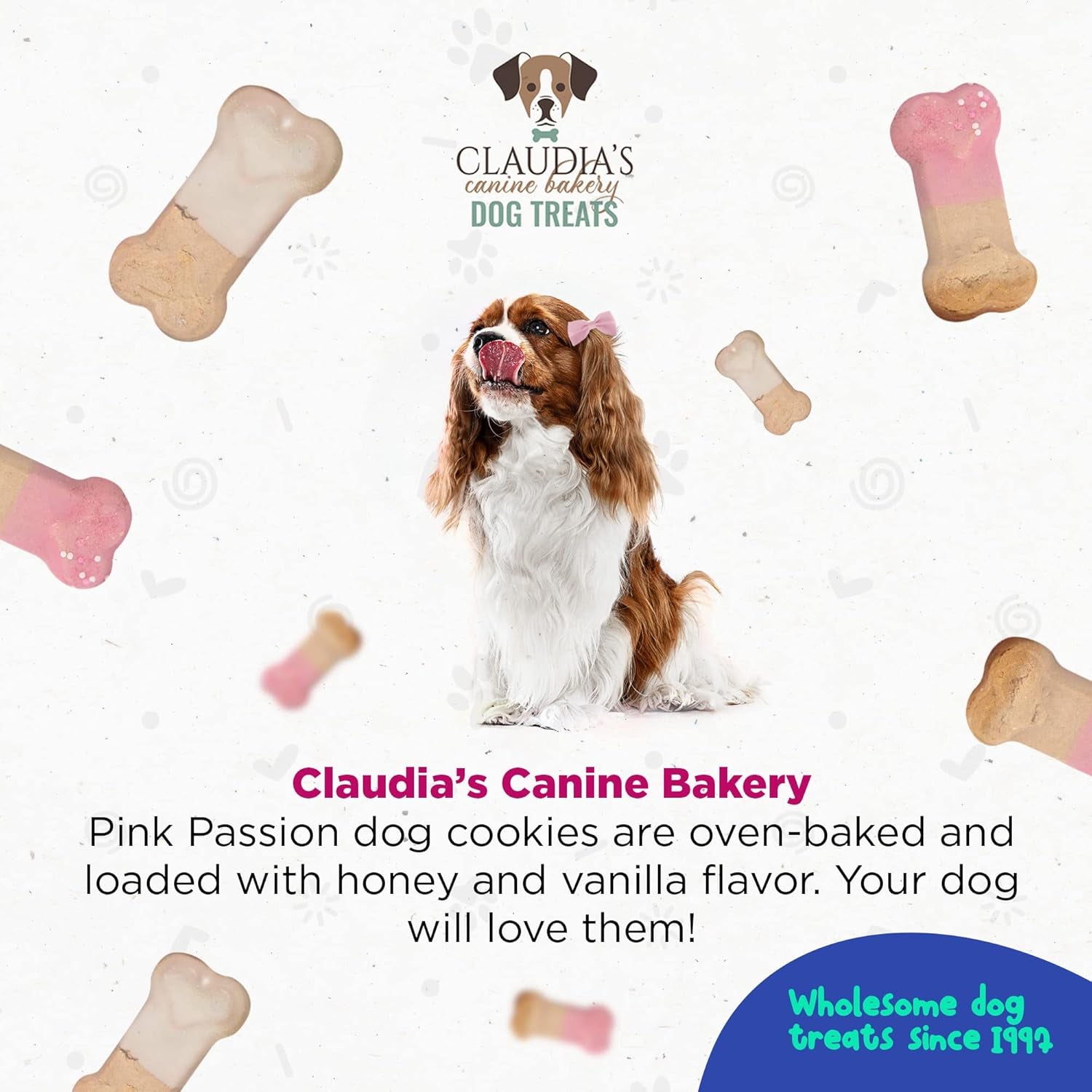 Claudia'S Canine Bakery Pink Passion Assortment of Gourmet Dog Cookies, 7Oz