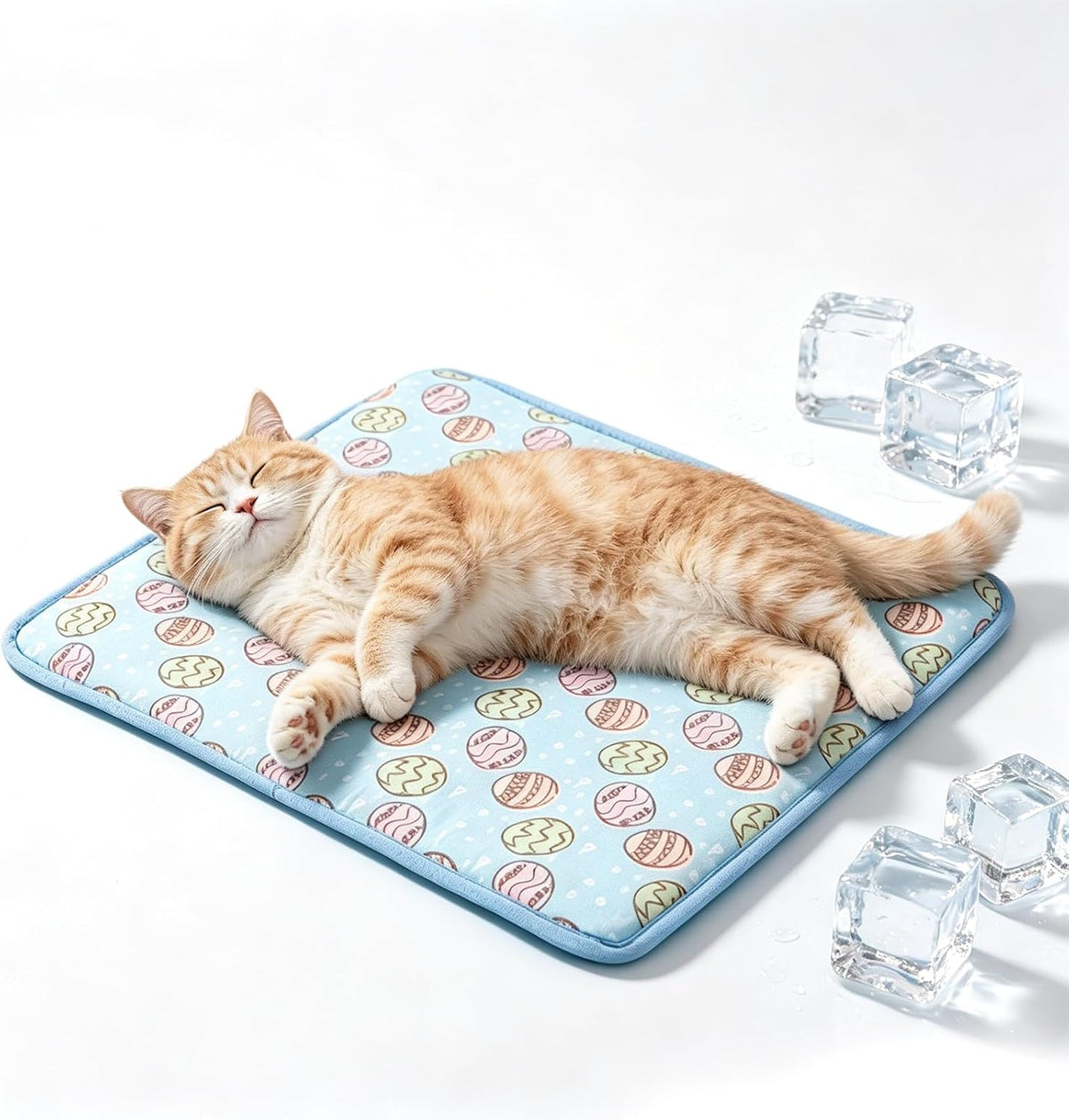 SEIS Self-Cooling Dog Mat,Ice Silk Cats Pad,Summer Pet Indoor Bed,Blue,M