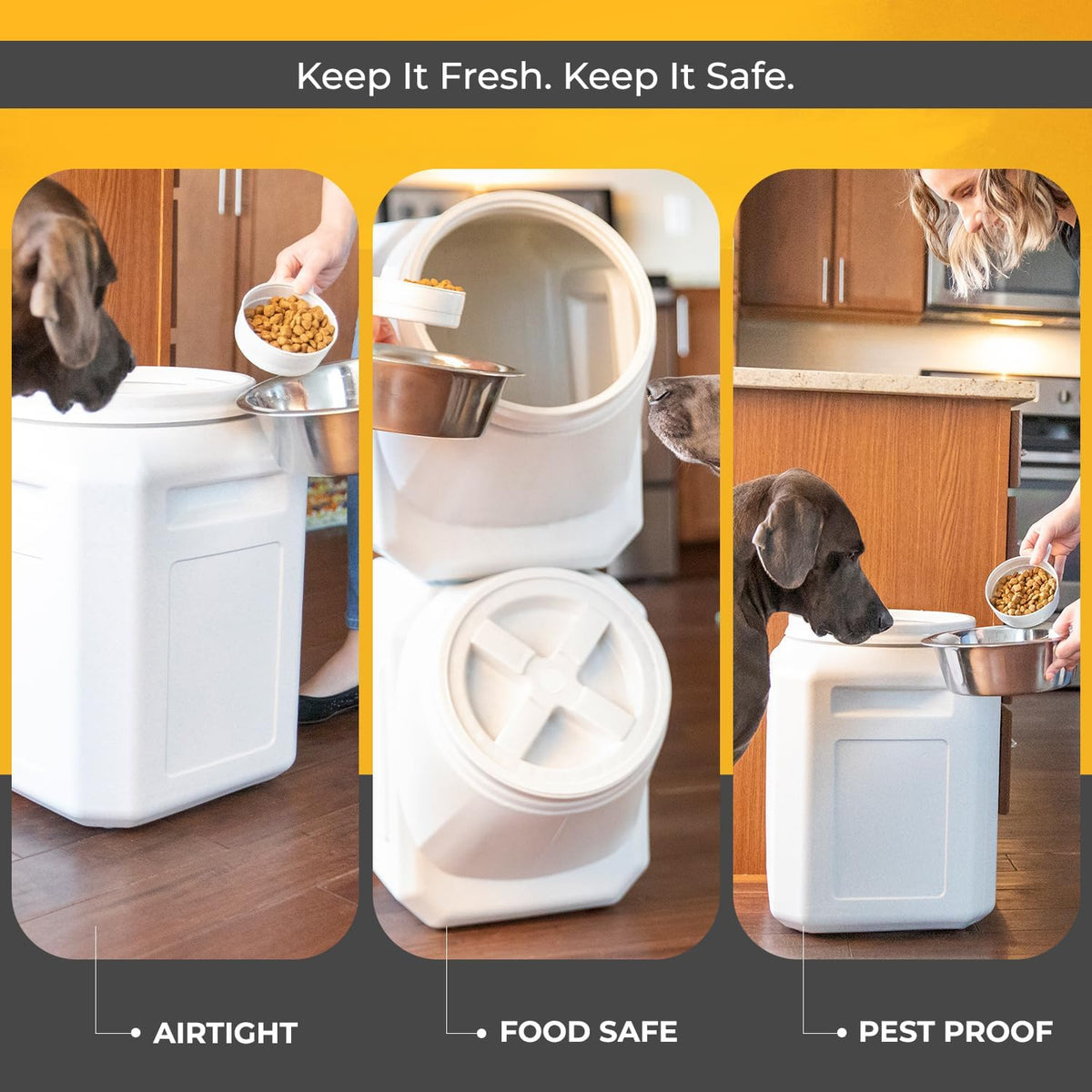Vittles Vault Airtight Pet Food Storage Container + Scoop, Fits up to 50Lbs