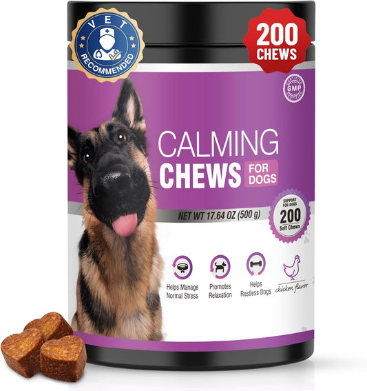 Calming Chews for Dogs 200Pc Dog Calming Treat and Bites with Melatonin - Anxiety and Stress Relief Treats for Dogs Puppy Sleep Aid Calm Dog with Noise,Thunder, Barking, Separation,Chewing