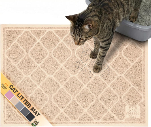Neater Pets Neater Mat Cat Litter Mat, Thick & Durable Cat Mat for Litter Box, Trapper Pad Catches Mess to Protect Indoor Floors, Soft on Kitty Paws, Anti-Skid Grip Backing, Easy to Clean, Beige