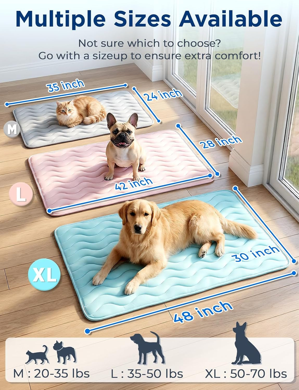 Furrybaby Dog Cooling Mat,Self Cooling Mat for Large Dogs& Cats,Pink