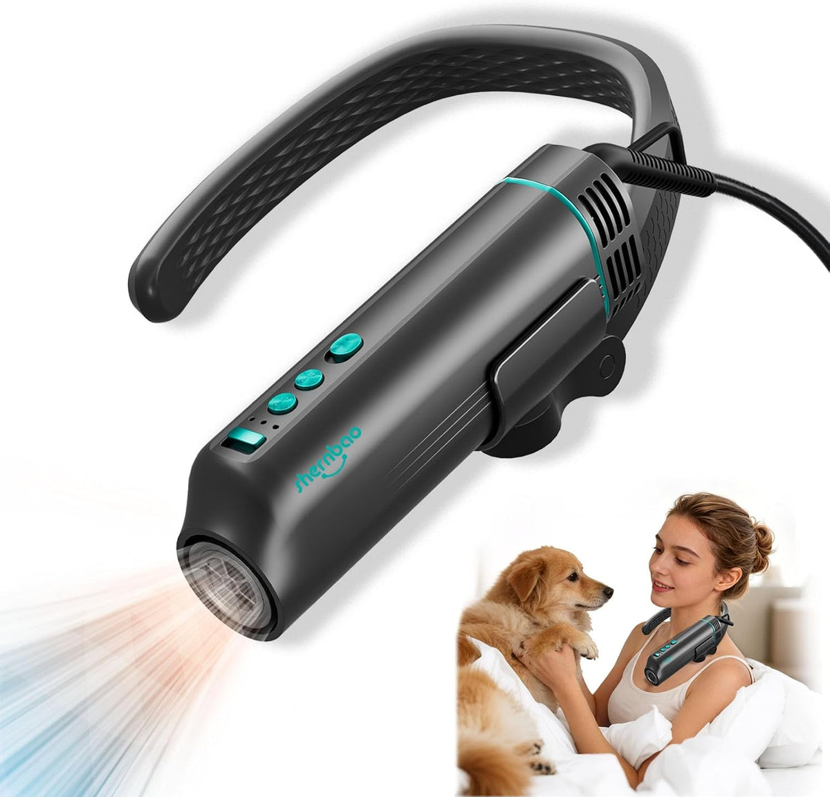 Dog Dryer Hands-Free Hanging Neck Blower,High Velocity Pet Grooming Dryer