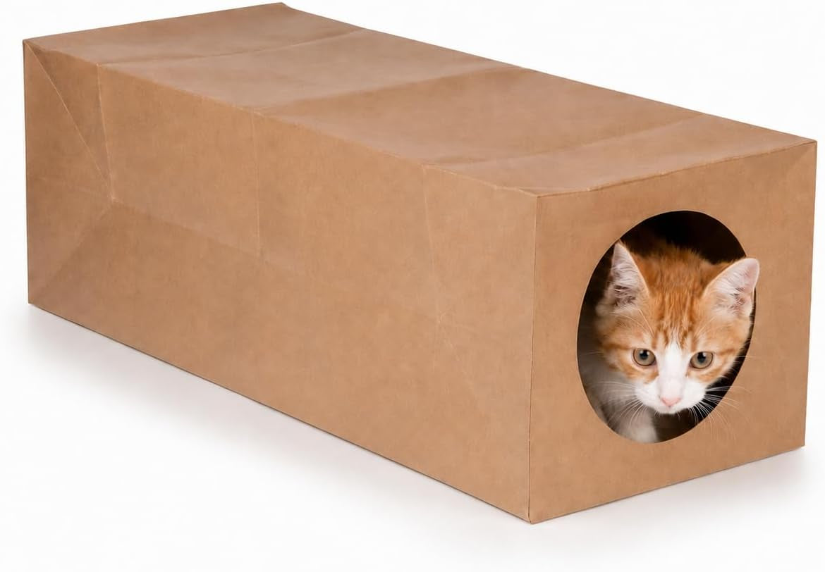 JO! Collapsible Paper Cat Tunnel, Crinkle Hideaway Toy for Indoor Cats