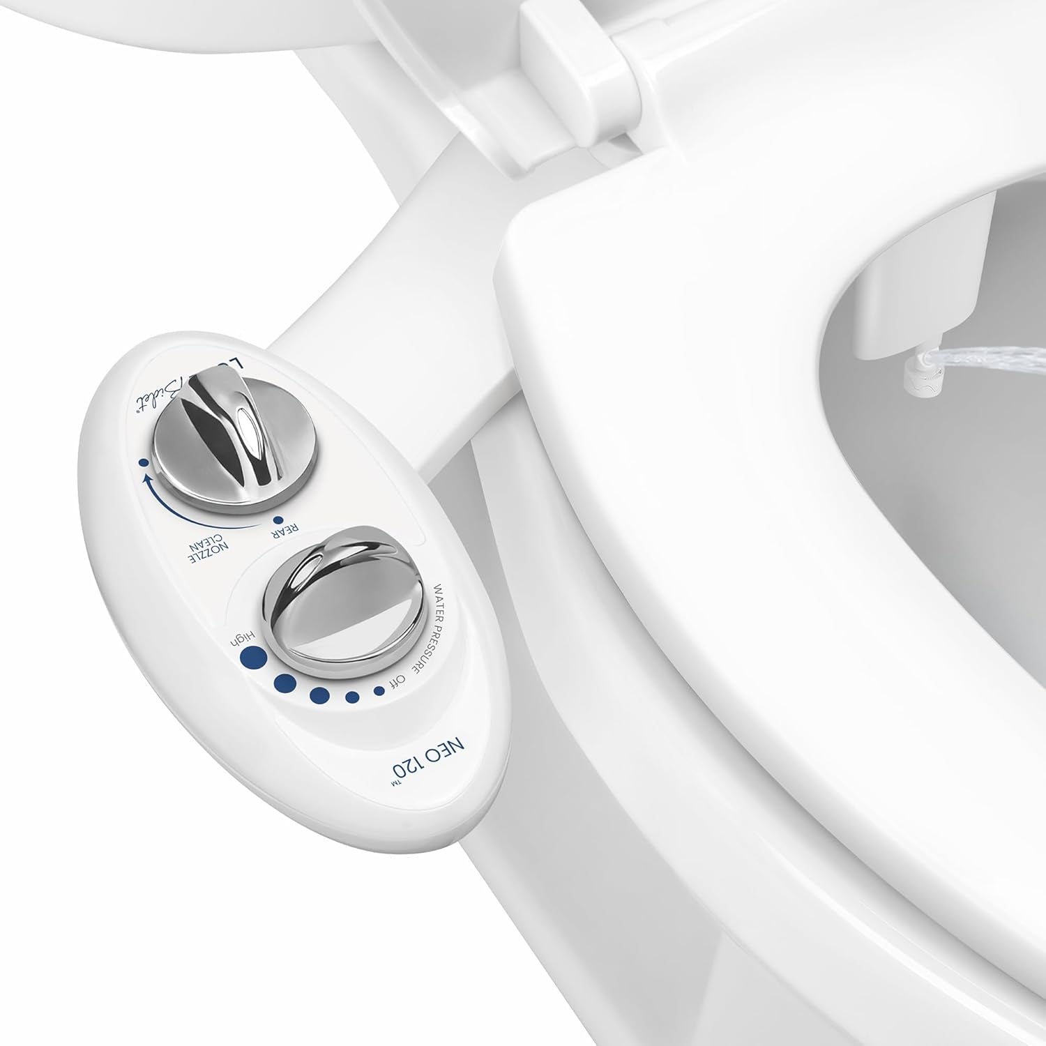 LUXE Bidet NEO 120 - Bidet Attachment for Toilet Seat, White | Non-Electric, Single Nozzle, Self-Cleaning, Adjustable Water Pressure, Rear Wash