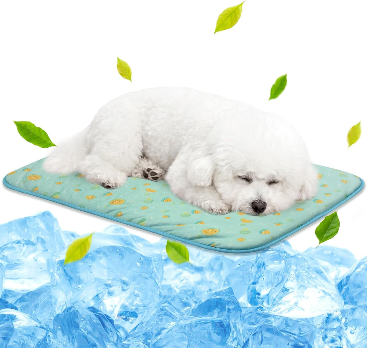 NWK Pet Cooling Mat Q-Max>0.345 Fabric for Dogs & Cats (Green Fruit Medium)