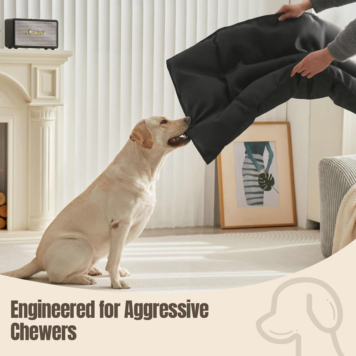 Chew Proof Dog Bed for Aggressive Chewers, Tough, 28"X41", Large