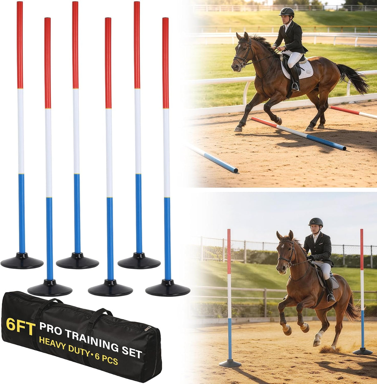 Neoaider 6 FT Pole Bending Poles for Horses, 6 Pack Agility Poles