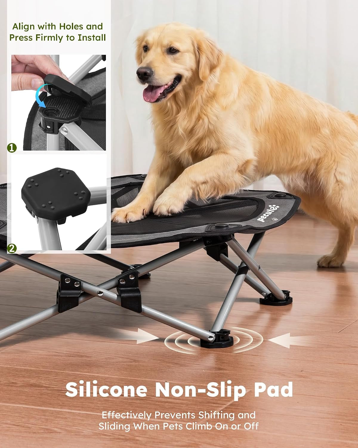 Pecute Raised Dog Bed with Cooling Mat, Elevated Pet Cot for Large Dogs, XL