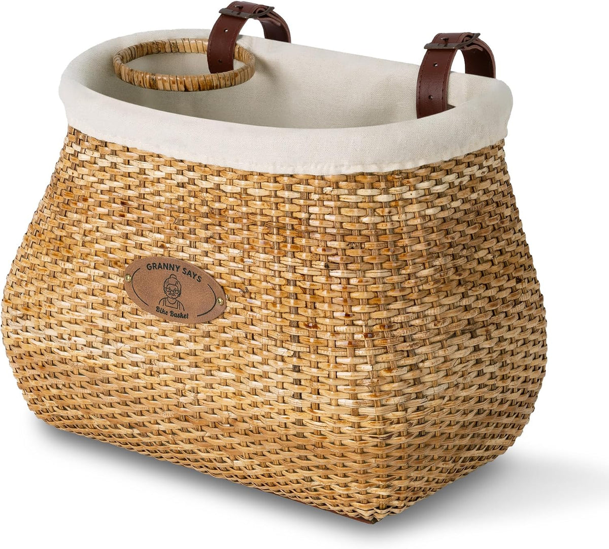 GRANNY SAYS Wicker Bike Basket Front with Cup Holder for Women and Men