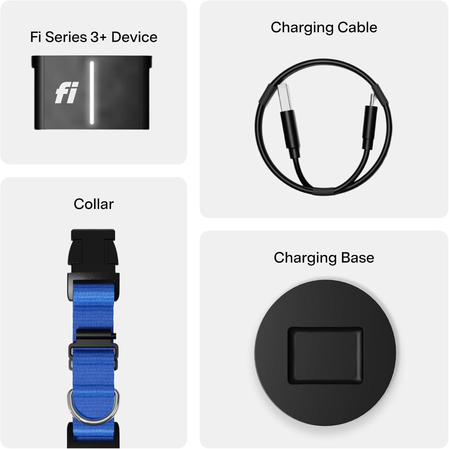 Fi New Series 3+ Smart Dog Tracker Collar [6 Month Membership Included] GPS Tracker for Dogs with Health & Behavior Monitoring, Escape Alerts, Waterproof, LED, Apple Watch Compatible (Blue, Large)