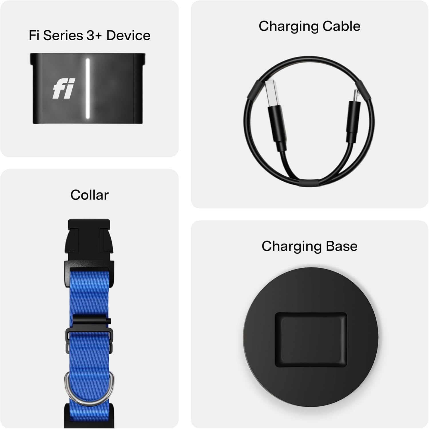 Fi New Series 3+ Smart Dog Tracker Collar [6 Month Membership Included] GPS Tracker for Dogs with Health & Behavior Monitoring, Escape Alerts, Waterproof, LED, Apple Watch Compatible (Blue, Large)