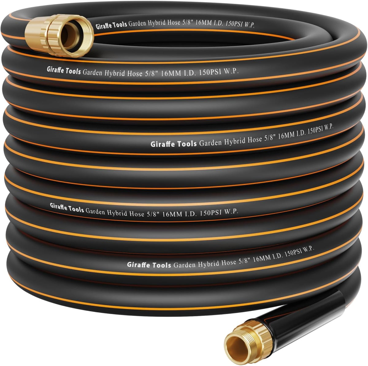 Giraffe Tools Garden Hose 75Ft X 5/8", Water Hose Heavy Duty, Lightweight, Flexible Hybrid Hose, Male to Female Fittings