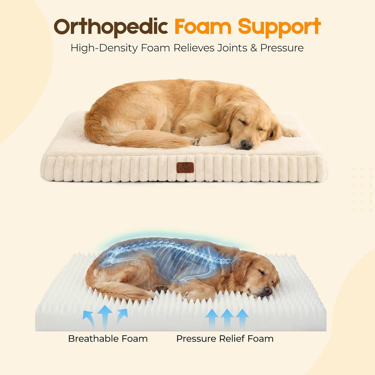 Orthopedic Dog Bed for Medium Dog, Waterproof Washable Pet Bed for Crate