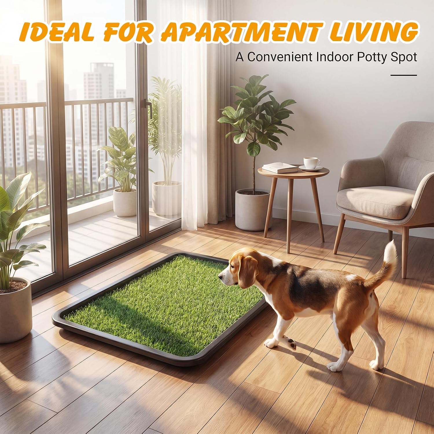 Ondware Dog Grass Pad with Tray Dogs Potty Tray - 3-Layer Indoor Potty with 2 Grass Patches and 2 Washable Pee Pads for Puppies Senior Dogs Apartments Balconies Rvs Patios Homes(30X20 In)